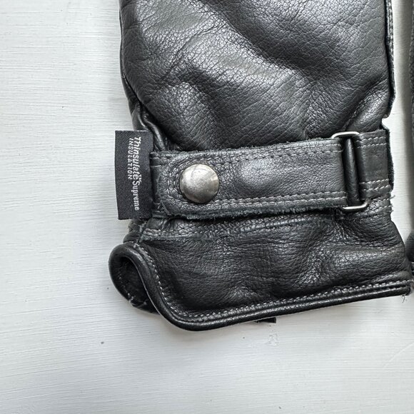 HUDSON'S BAY Gloves Genuine Leather Thinsulate Insulation Lining black gloves M - Picture 3 of 9